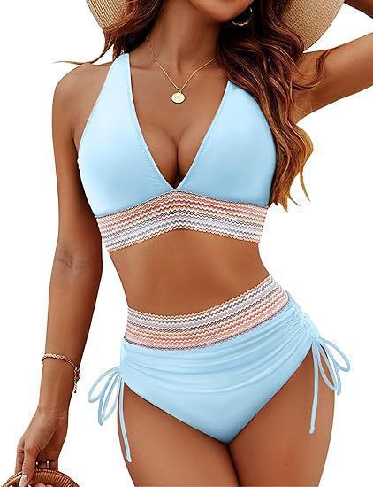 Damen Hochtailliertes Bikini-Set mit elastischen Details EB