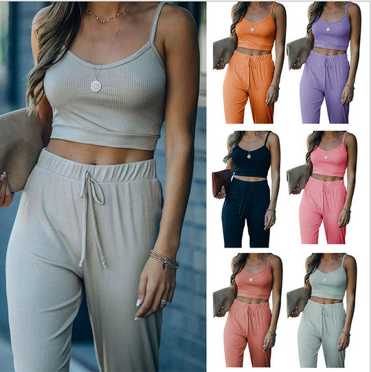 Frauen Ribbed Cropped Lounge Set EB