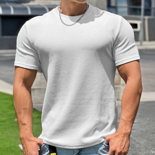 Herren strukturiertes T-Shirt in schlanker Passform mit Rundhalsausschnitt EB