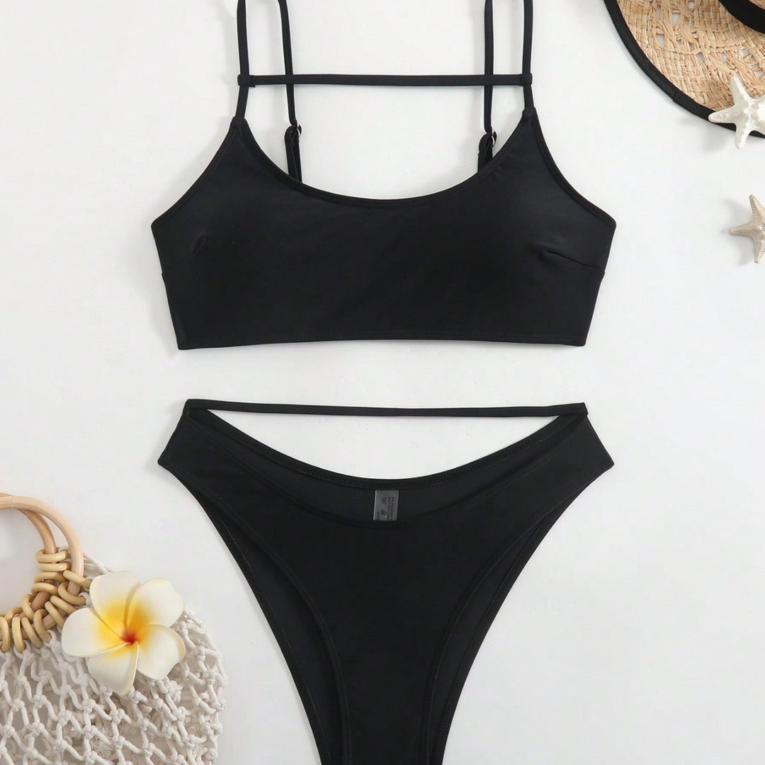 Damen Triangel-Bikini-Set mit innovativem Schnitt und verstellbaren Trägern EB