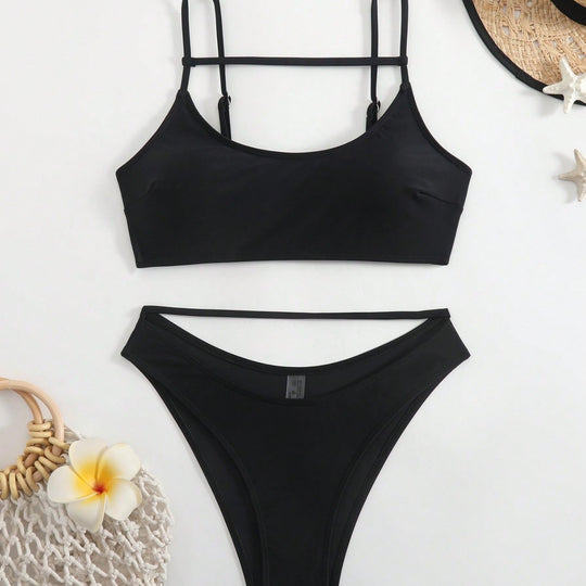 Damen Triangel-Bikini-Set mit innovativem Schnitt und verstellbaren Trägern EB