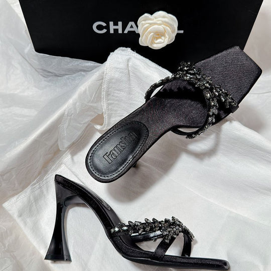 Damen Elegante High-Heel Sandalen mit funkelnden Strassdetails EB