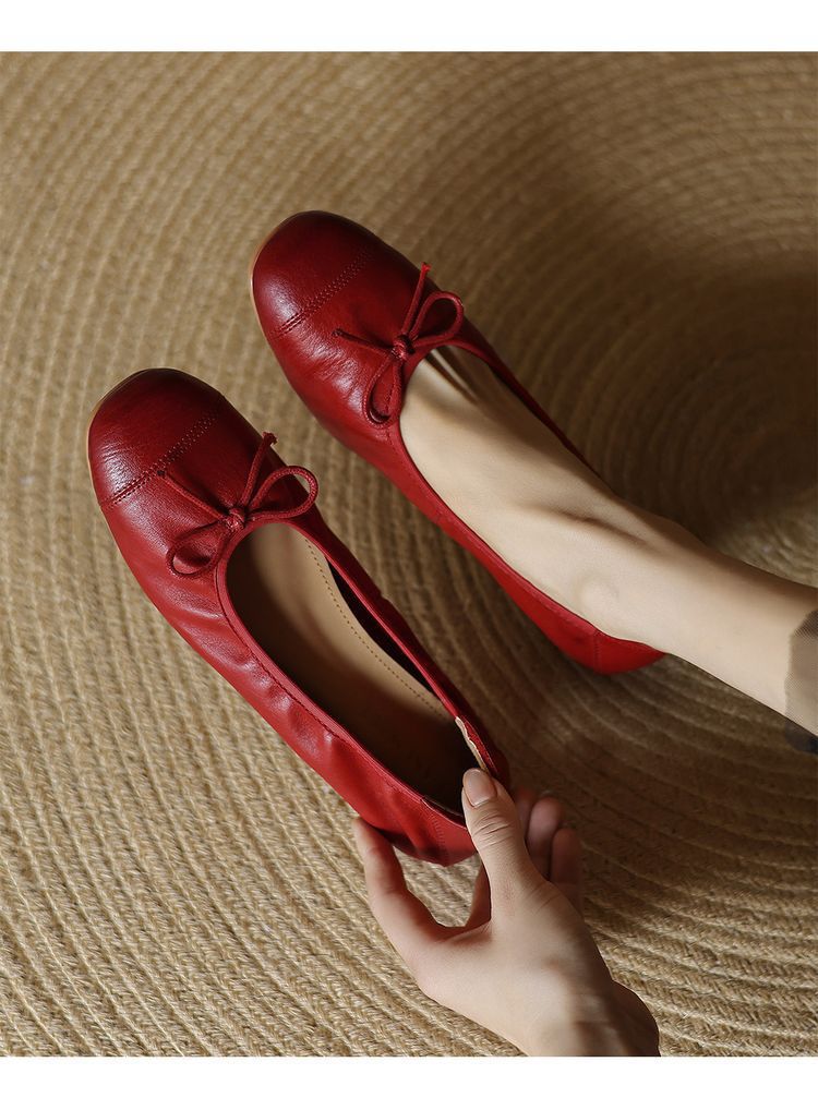 Damen Ballerinas mit elegantem Schleifenakzent aus hochwertigem Leder EB