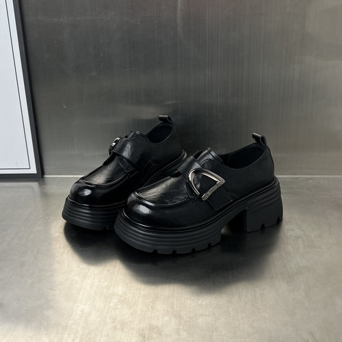 Damen Chunky Loafers mit dekorativem Schnallenverschluss EB