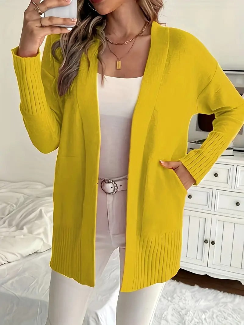 Damen Strickjacke mit offenem Schnitt und Rippstruktur EB