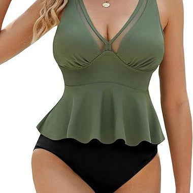 Damen Fließender Peplum-Badeanzug EB