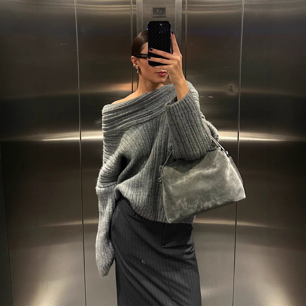 Damen Oversized Strickpullover mit lässigem Schnitt und voluminösen Ärmeln EB