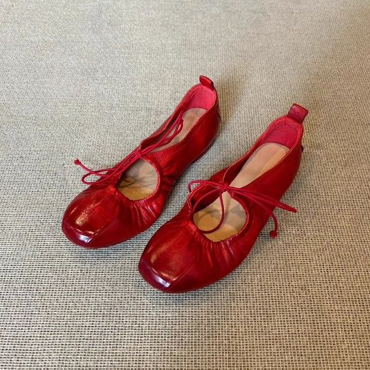 Damen Ballerina-Schuhe mit verspieltem Schnürdesign und bequemer Innensohle EB