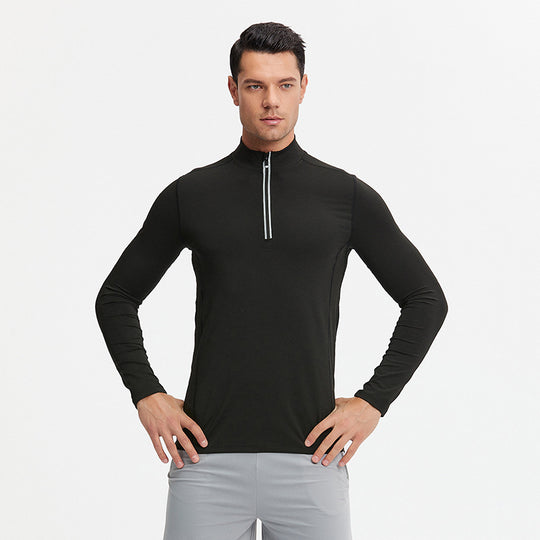 Herren Atmungsaktives Funktions-Langarmshirt mit halbem Reißverschluss und sportlichem Slim-Fit EB