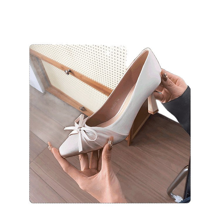 Damen elegante Ballerinas mit dekorativem Schleifendesign EB