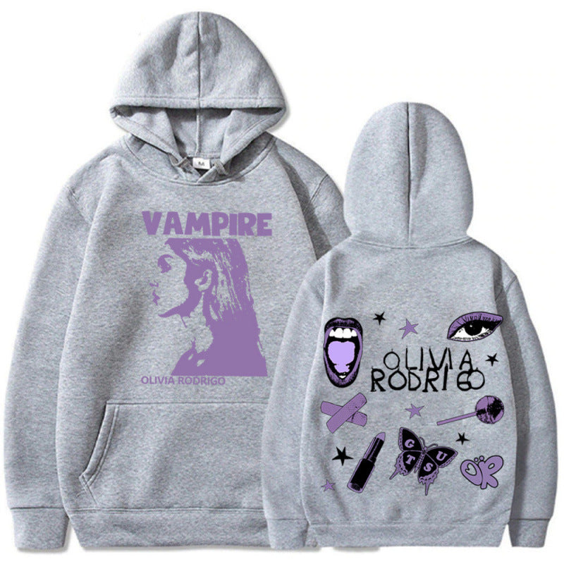 Damen Kapuzenpullover mit künstlerischem Vampir-Print und oversized Schnitt EB