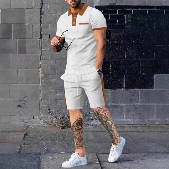 Herren Poloshirt und Shorts Set mit stylischem Kontrastdesign EB