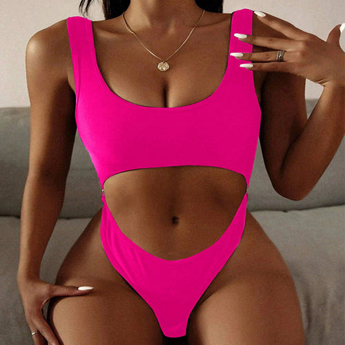 Damen Cut-Out Einteiler Badeanzug EB