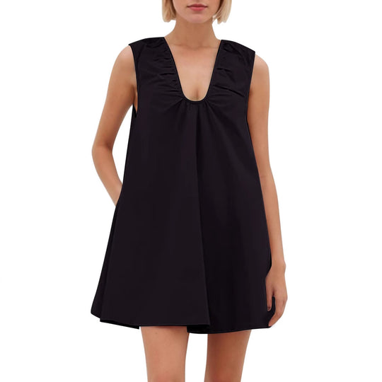 Damen Lässiges Sommerkleid mit Rüschen-Ausschnitt EB