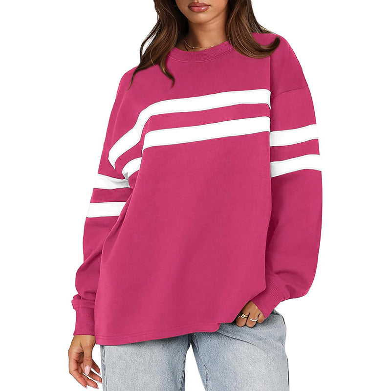 Damen Oversized Sweatshirt mit trendigen Streifen EB