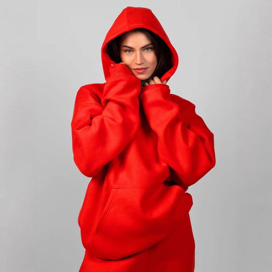 Damen lässiger Kapuzenpullover mit weitem Schnitt und Kängurutasche EB
