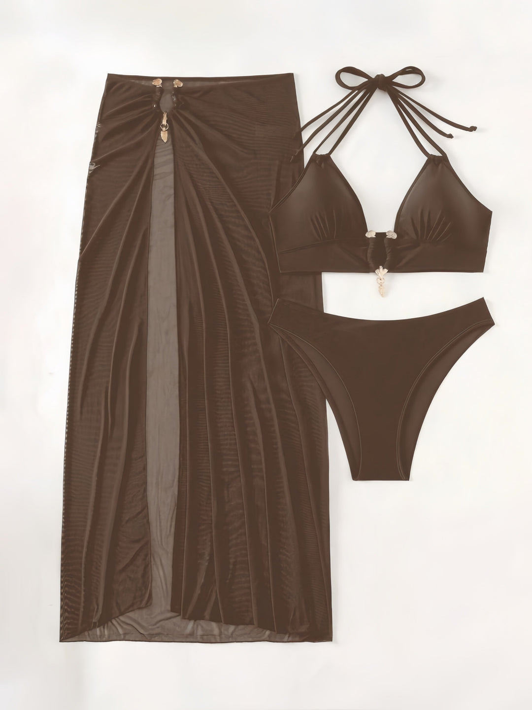 Damen Bikiniset mit transparentem Maxirock EB