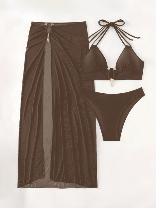 Damen Bikiniset mit transparentem Maxirock EB