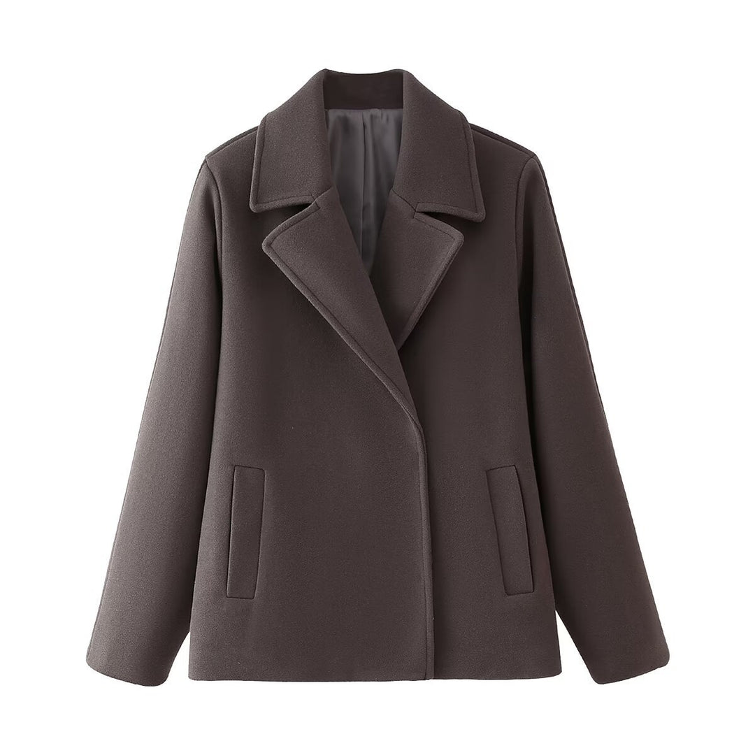 Damen Wollmantel mit elegantem Revers und praktischen Taschen EB