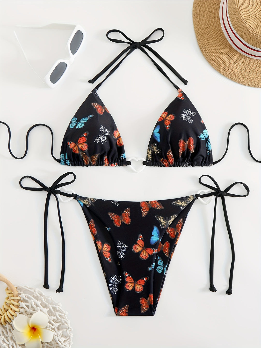 Damen Triangel-Bikini mit einzigartigem Schmetterlingsmuster EB