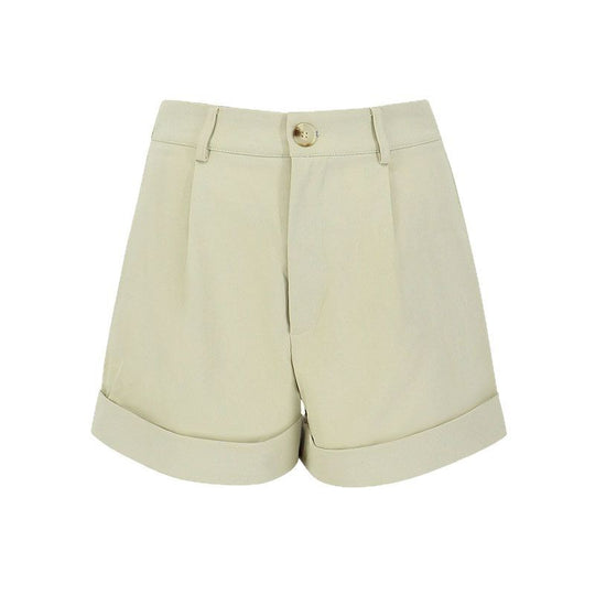 Damen elegante Kurzshorts mit hohem Bund und umgeschlagenem Saum EB