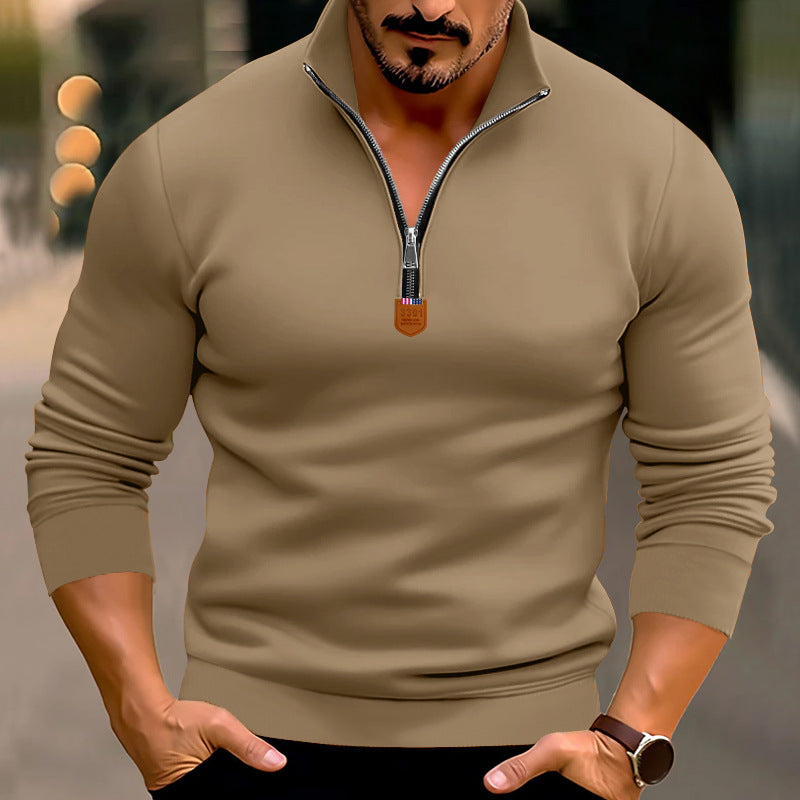 Herren sportlicher Pullover mit modernem Stehkragen und elastischen Bündchen EB