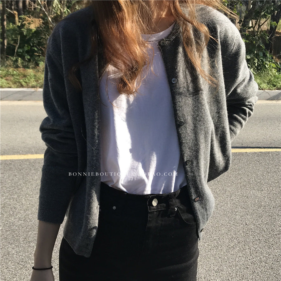Damen feine Strickjacke mit Knopfleiste und weichem Material EB