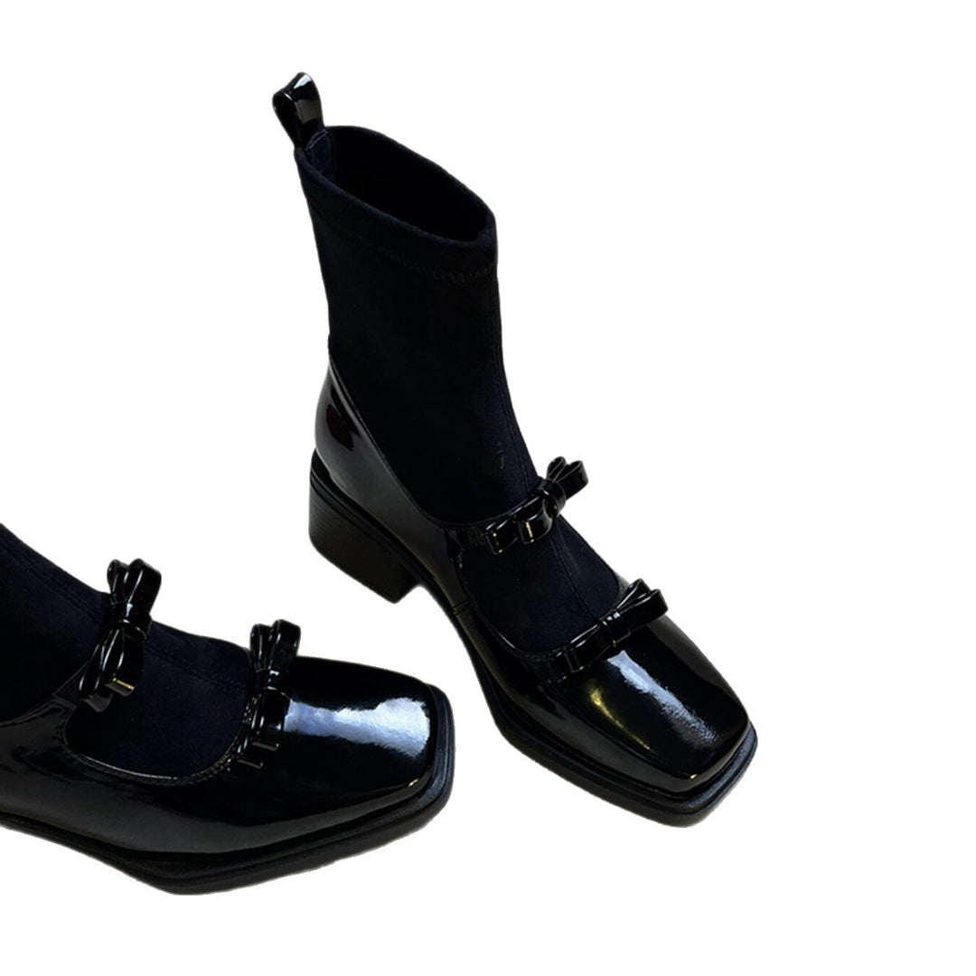 Damen elegante Stiefeletten mit modischem Cut-Out-Design und dekorativen Schleifen EB