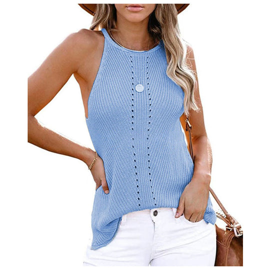 Damen ärmelloses Stricktop mit Struktur EB