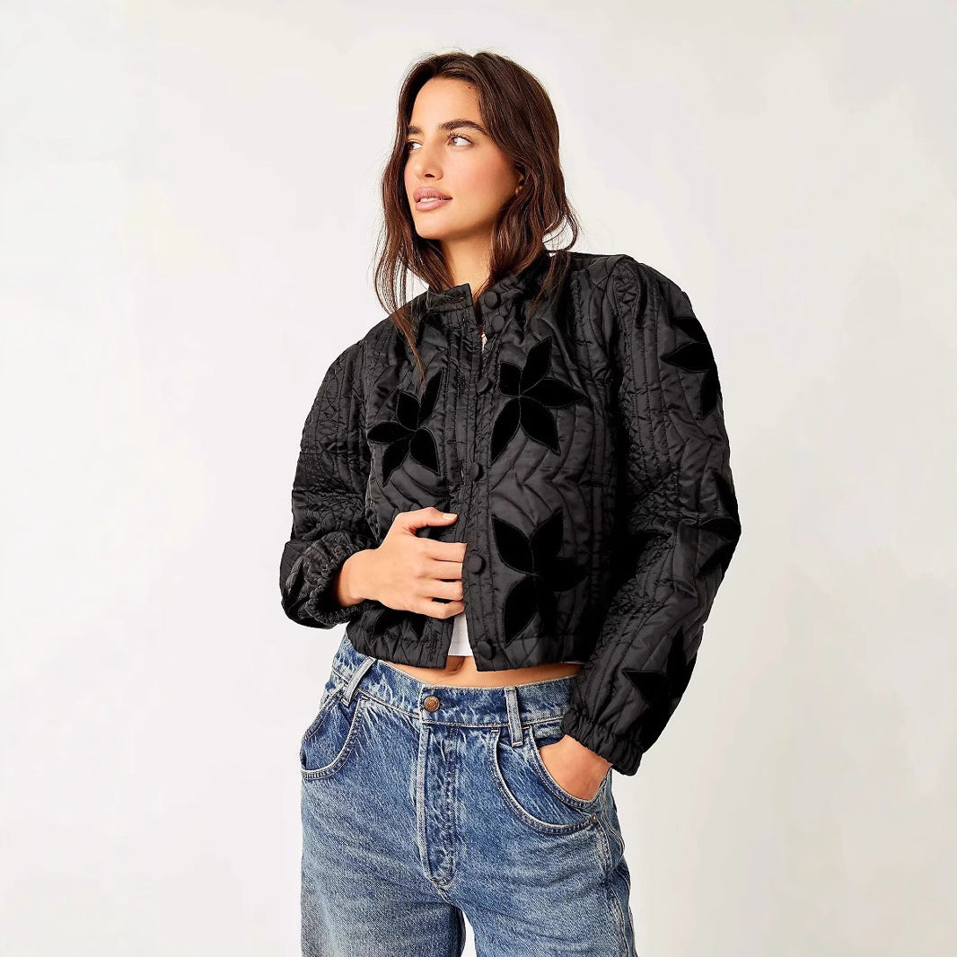 Damen gesteppte Blumenjacke EB