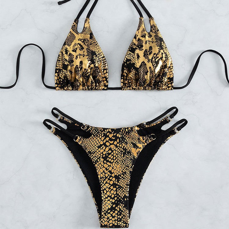 Damen Triangel-Bikini mit raffiniertem Schnitt und geschlängeltem Design EB