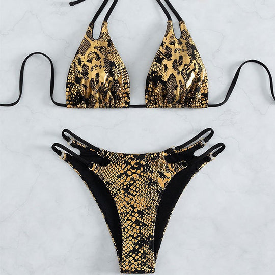 Damen Triangel-Bikini mit raffiniertem Schnitt und geschlängeltem Design EB