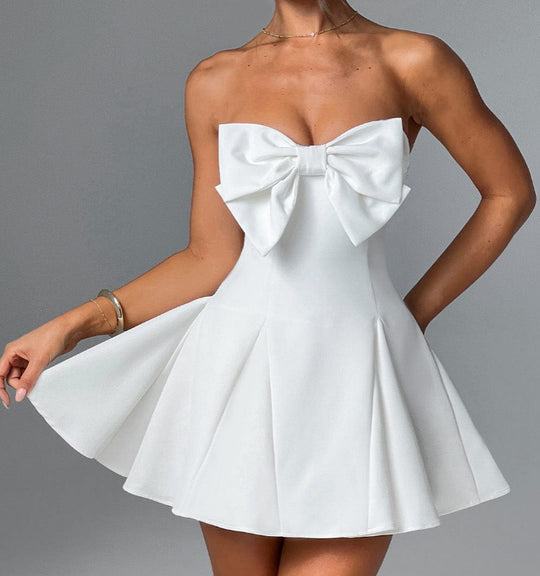 Damen Trägerloses Minikleid mit voluminösem Schleifendetail EB