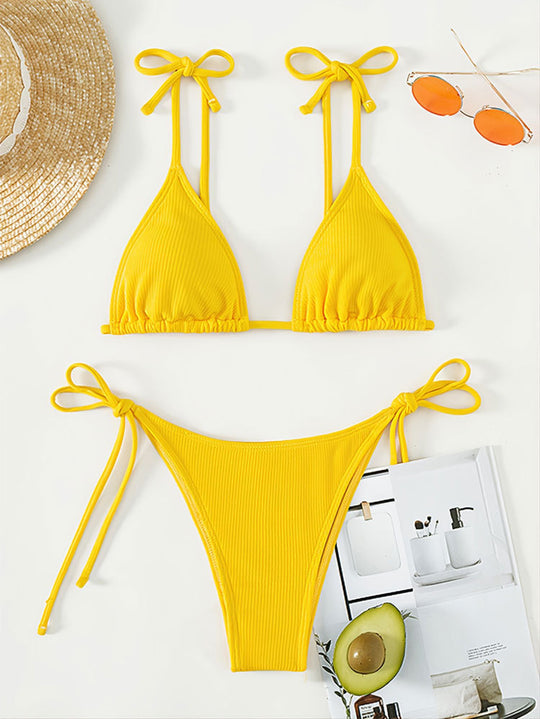 Damen Triangel-Bikini mit verspielten Bindebändern EB
