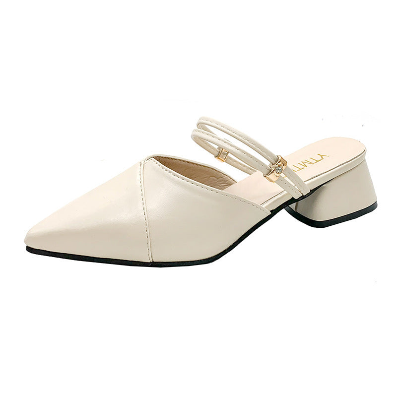 Damen Elegante Slingback Schuhe mit modischem Blockabsatz und schicker Schnalle EB