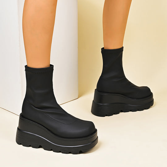 Damen High-Top Stiefeletten mit doppeltem Plateau EB