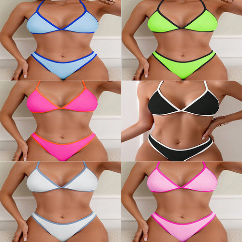 Damen Triangel-Bikini mit zartem Kontrastsaum EB