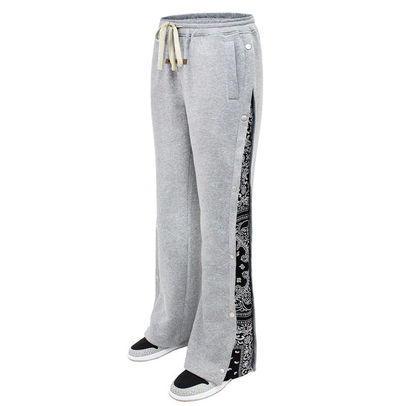 Herren lässige Freizeithose mit Seitenknopf und Bandana-Muster EB