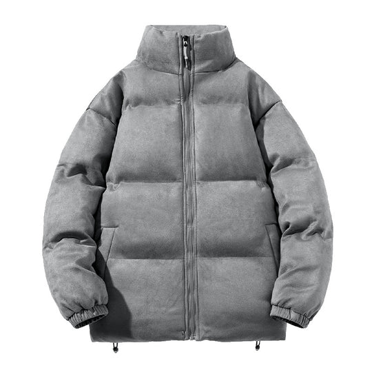 Herren breite Blocksteppjacke mit wattierter Thermofüllung, hohem Stehkragen und Kordelzugsaum EB