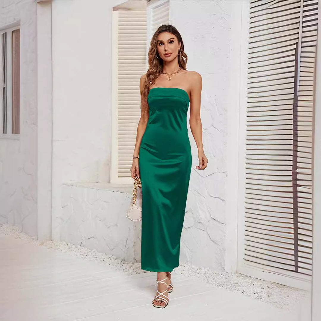Damen langes Maxikleid im eleganten Schlangenprint mit schulterfreiem Design EB