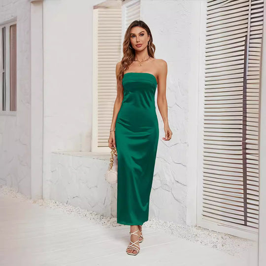 Damen langes Maxikleid im eleganten Schlangenprint mit schulterfreiem Design EB