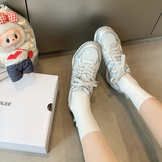 Damen modische Sneakers mit atmungsaktivem Mesh-Obermaterial und rutschfester Sohle EB