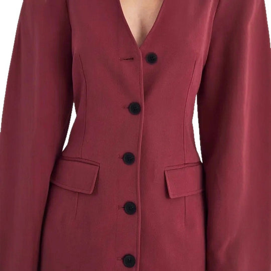 Damen Tailliertes Blazer-Minikleid mit Ballonärmeln und Pattentaschen EB