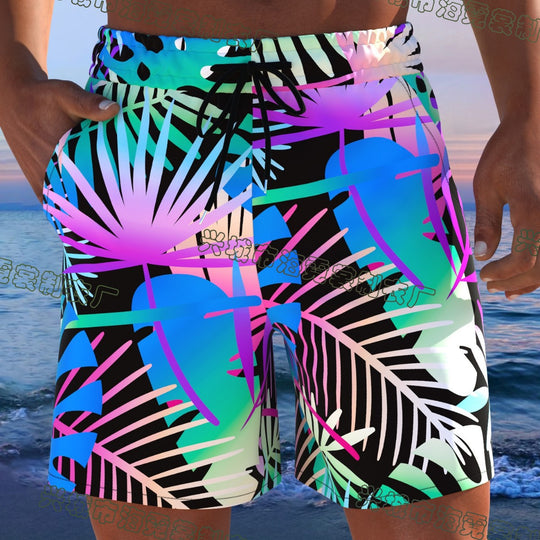 Herren Badeshorts mit animalischem Muster und elastischem Bund EB