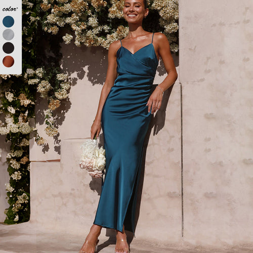 Damen Elegantes Abendkleid mit asymmetrischem Schnitt und seidigem Glanz EB
