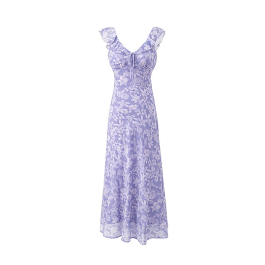 Damen Maxikleid mit romantischem Blumenmuster und raffinierten Rüschendetails EB