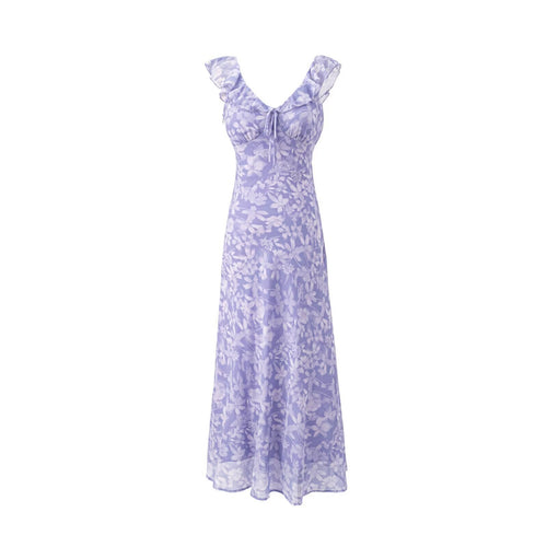 Damen Maxikleid mit romantischem Blumenmuster und raffinierten Rüschendetails EB