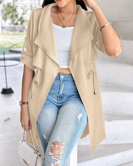 Damen Modische Trenchjacke mit lässigem Schnitt und praktischen Taschen EB