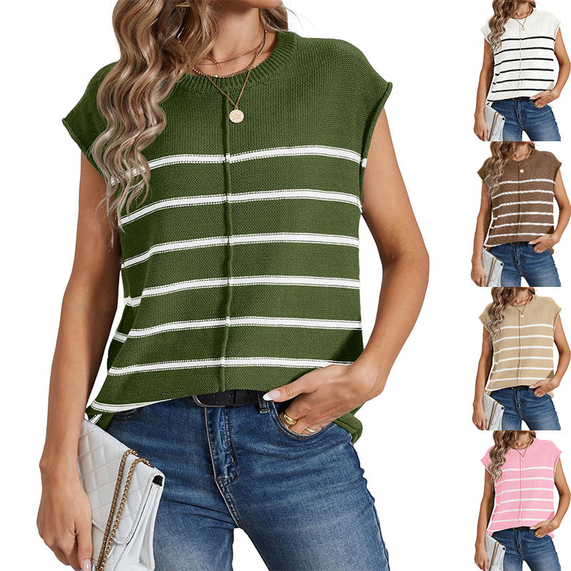 Damen lässiges Stricktop mit modischem Streifenmuster EB