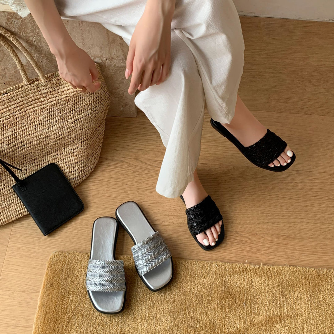 Damen Komfortable Zehentrenner-Sandalen mit modischem Riemendesign und weich gepolsterter Sohle EB